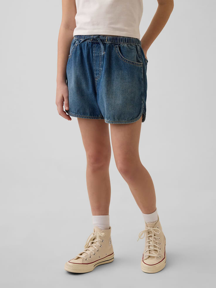 Image number 3 showing, Kids High Rise Denim Easy Dolphin Shorts