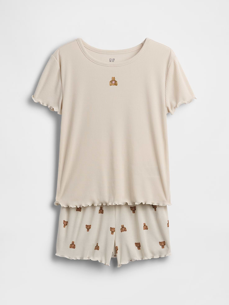Image number 2 showing, Kids Recycled Rib Brannan Bear PJ Short Set