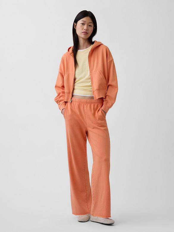 Pantalon en coton ouaté à jambe large en jersey bouclette VintageDoux