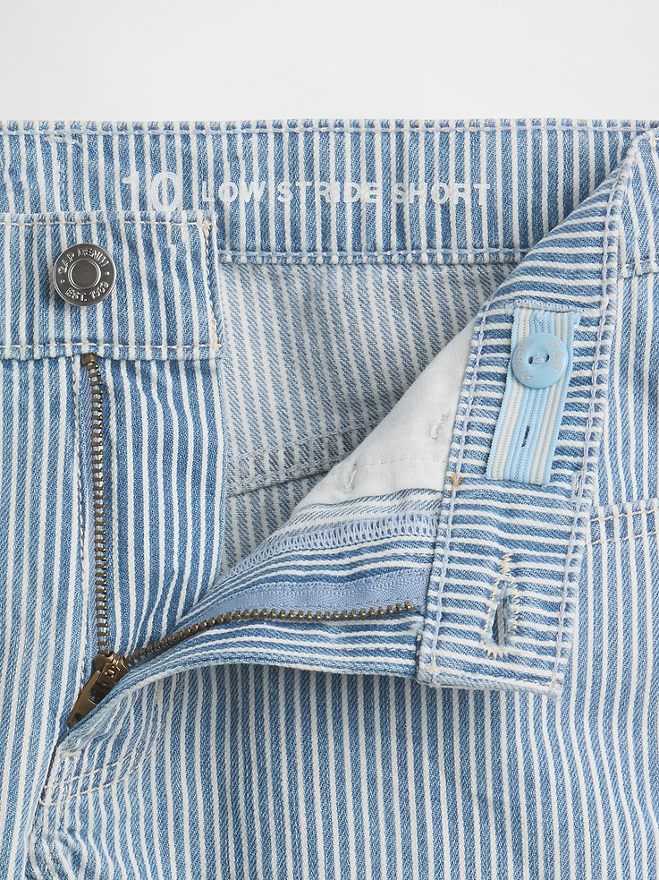 Image 5 de 6, Short sportif en denim à rayures à taille basse pour Enfant