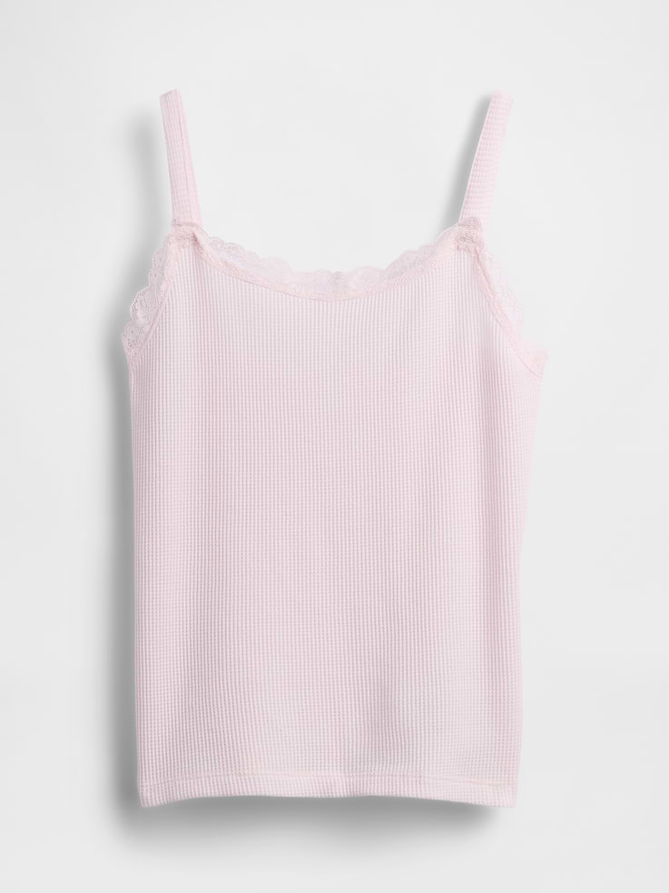 Image number 2 showing, Kids Waffle Lace-Trim Cami