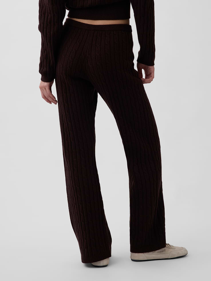 Image number 4 showing, CashSoft Cable-Knit Sweater Pants