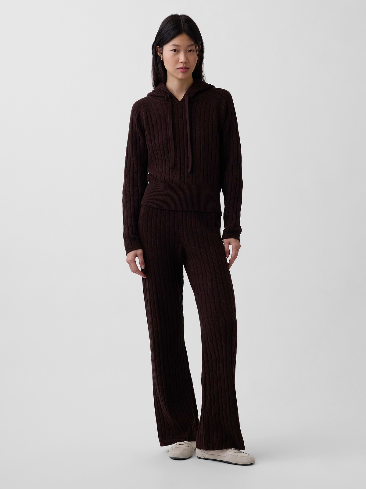 CashSoft Cable-Knit Sweater Pants