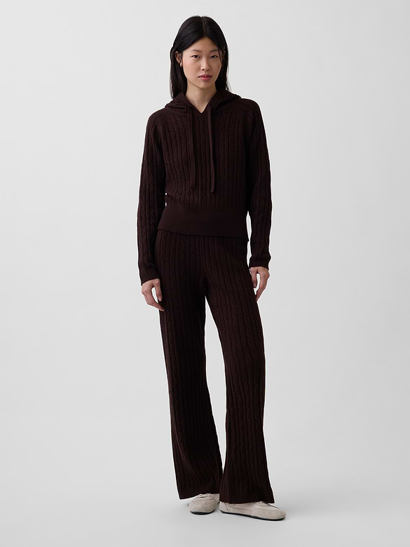 CashSoft Cable-Knit Sweater Pants