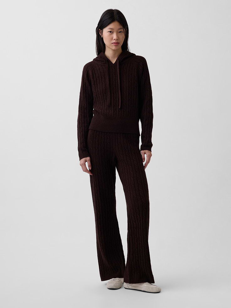 Image number 1 showing, CashSoft Cable-Knit Sweater Pants