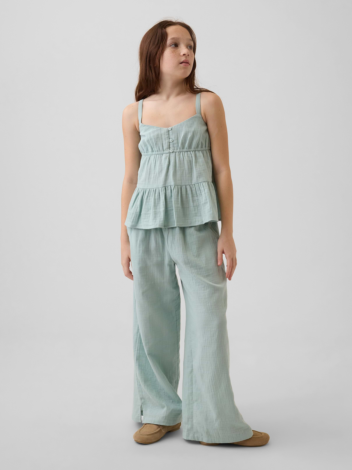 Kids Cotton Gauze Wide-Leg Pants