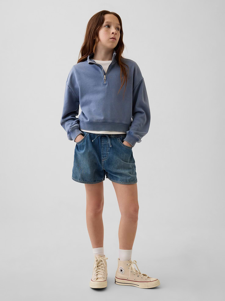 Image number 1 showing, Kids High Rise Denim Easy Dolphin Shorts