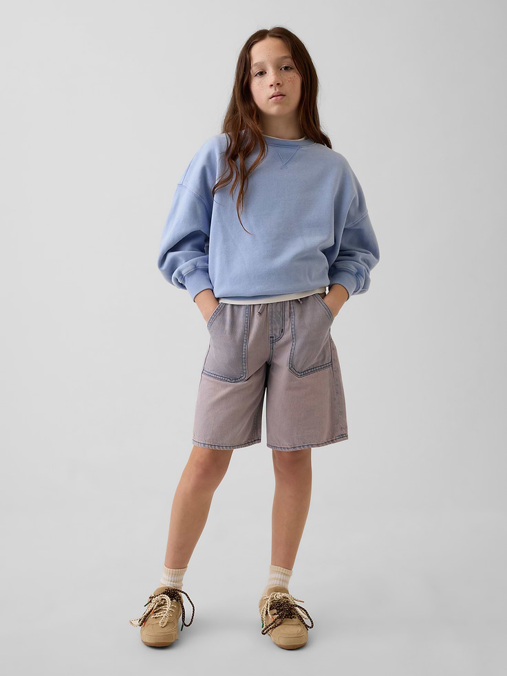 Image number 1 showing, Kids Low Rise Easy Longline Denim Shorts