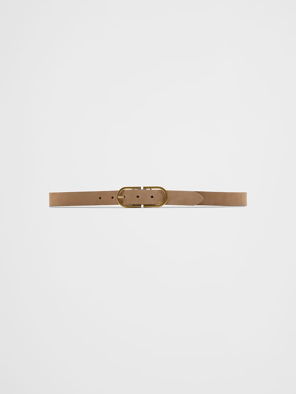 Oval Buckle Leather Belt