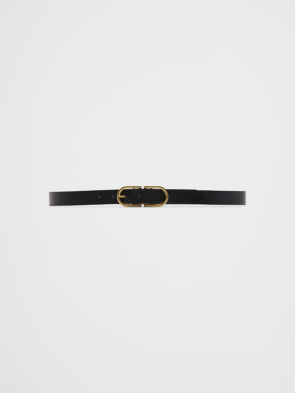 Oval Buckle Leather Belt
