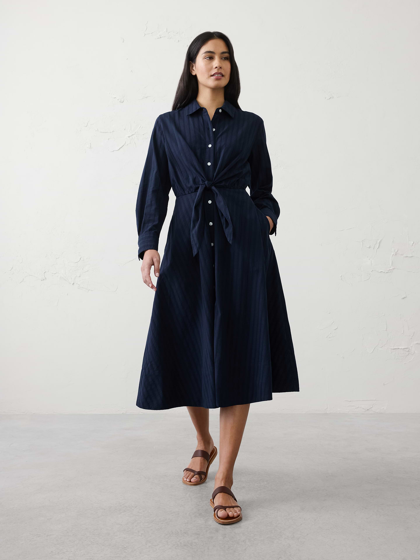 Image number 1 showing, Wrap-Tie Midi Shirtdress