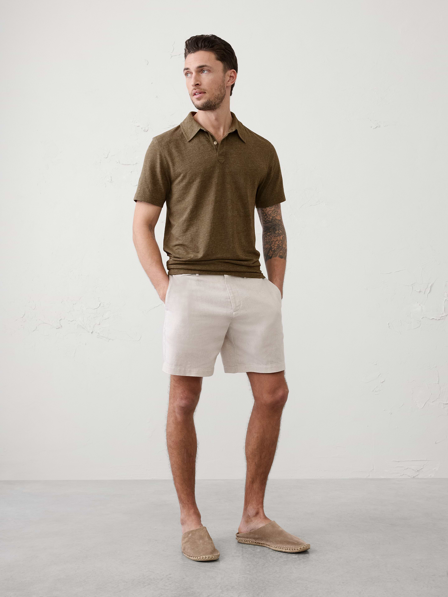 Image number 1 showing, Slim-Fit Linen-Blend Polo