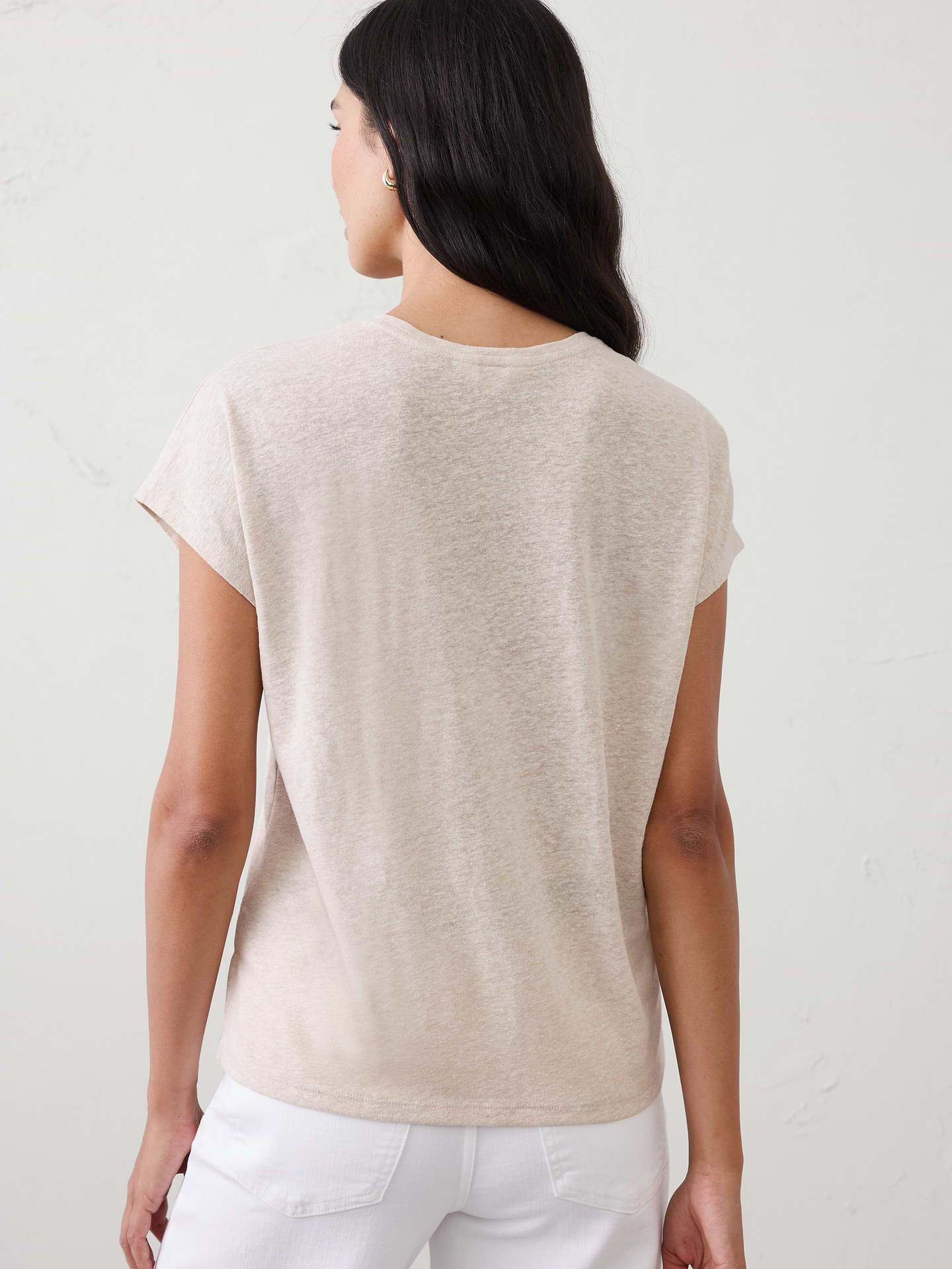Image number 5 showing, Linen-Blend Cap-Sleeve T-Shirt