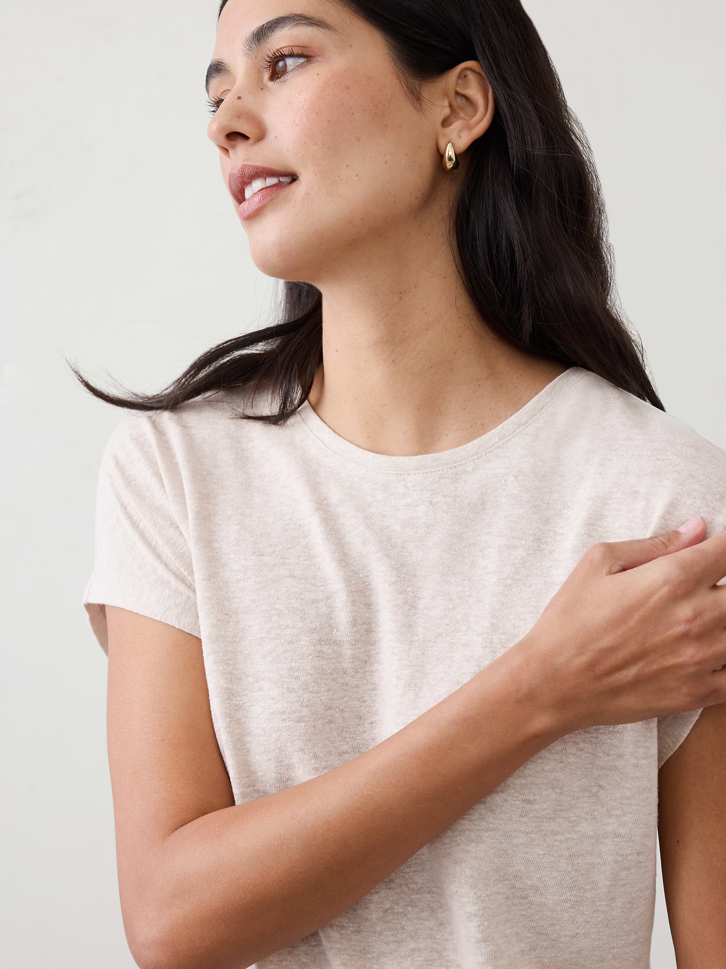 Image number 6 showing, Linen-Blend Cap-Sleeve T-Shirt