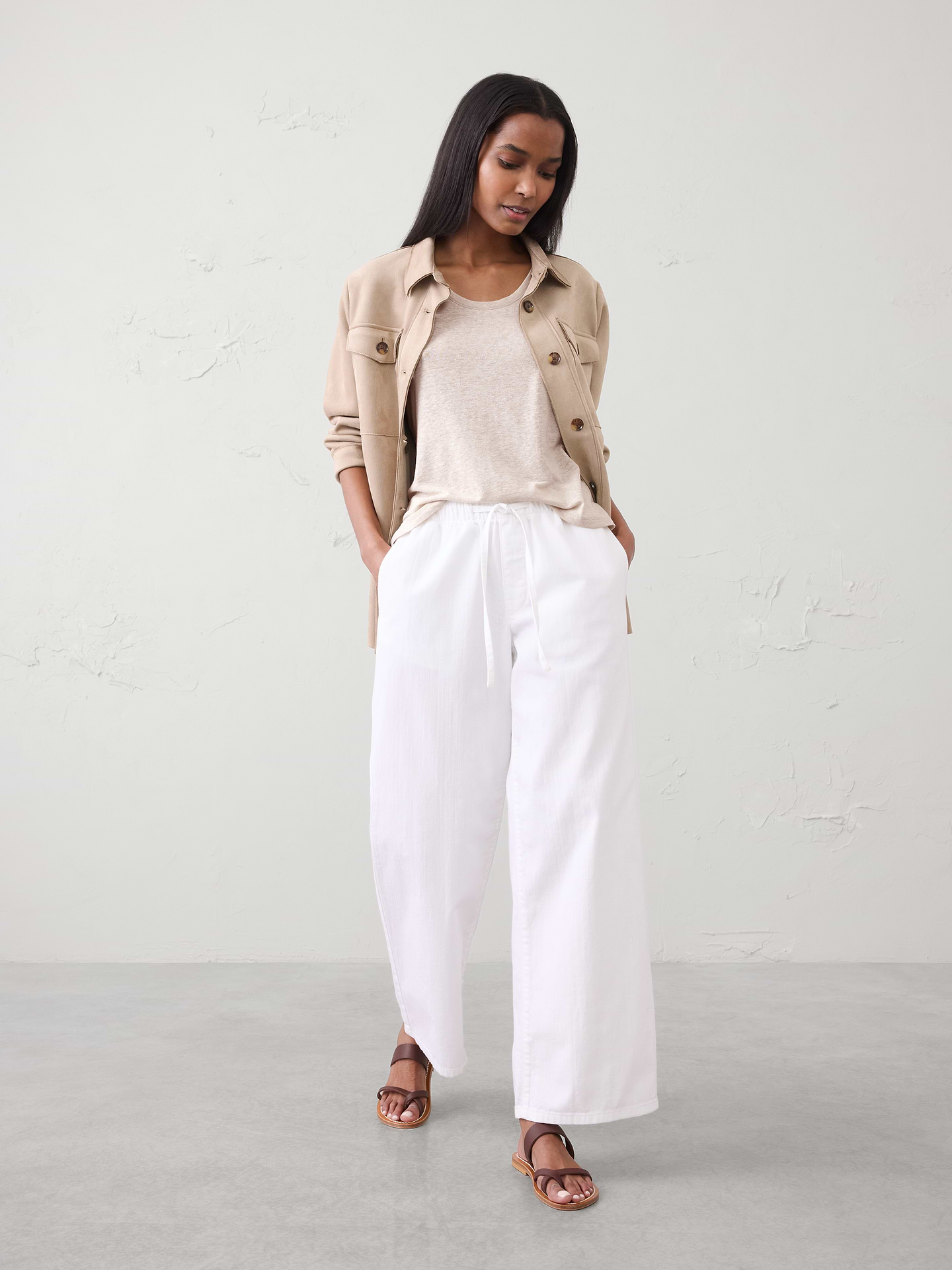 Image number 3 showing, Linen-Blend Scoop-Neck Tank