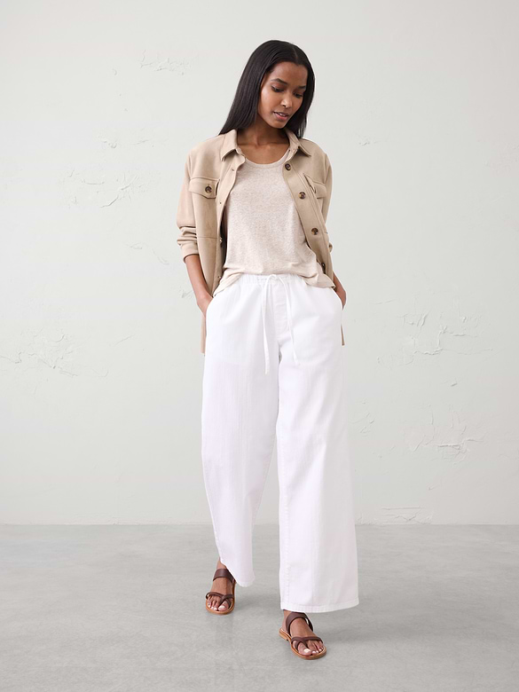 Linen-Blend Scoop-Neck Tank