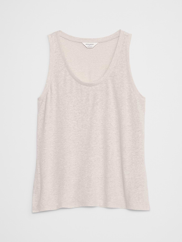 Linen-Blend Scoop-Neck Tank