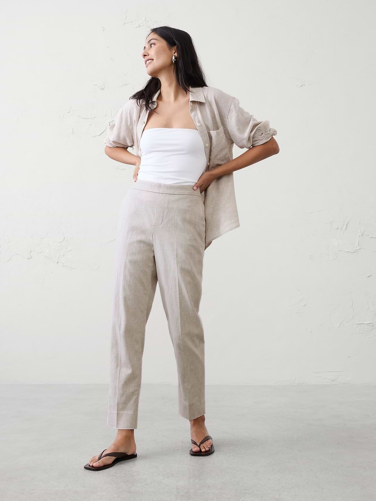Tapered High-Rise Linen-Blend Pant | Banana Republic Factory