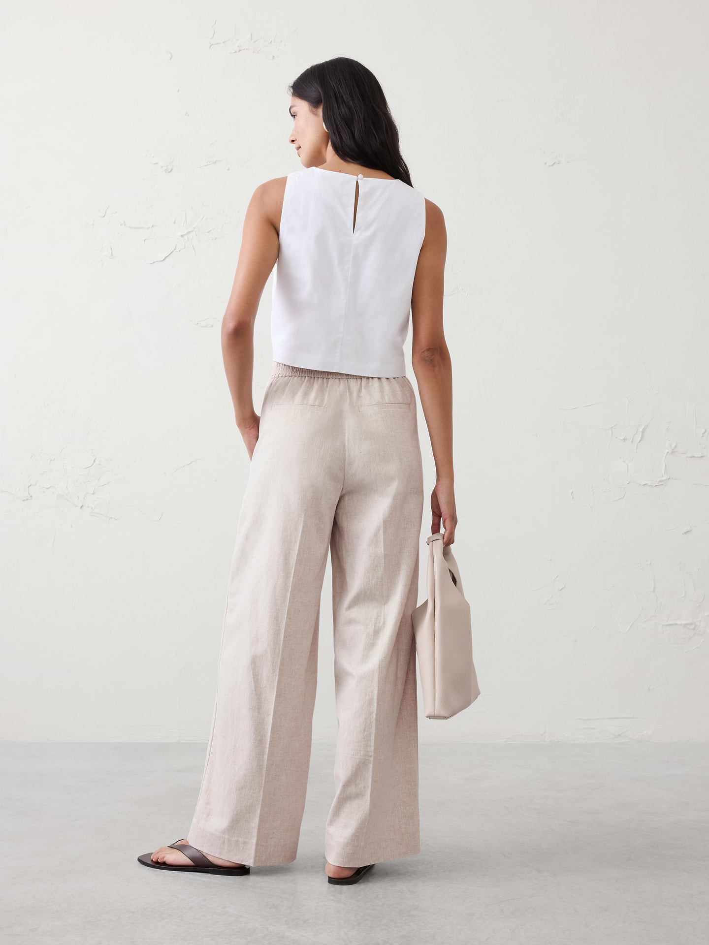 Image number 2 showing, Wide-Leg High-Rise Linen-Blend Pant