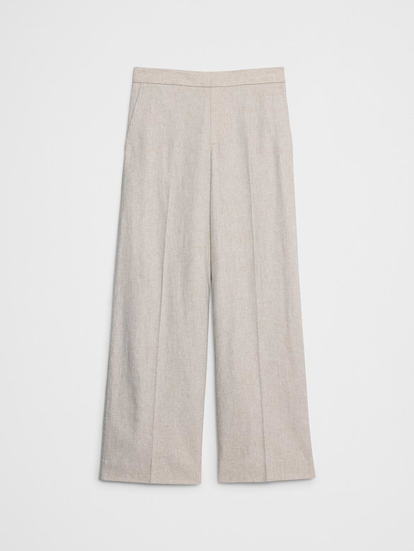 Wide-Leg High-Rise Linen-Blend Pant