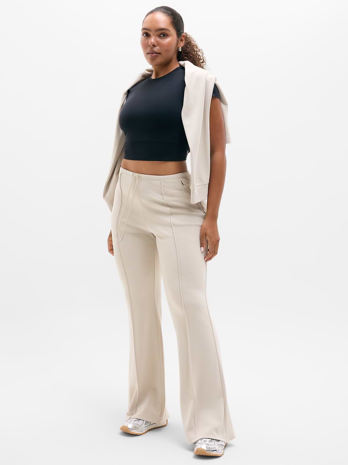 Seasoft Pintuck Mid Rise Flare Pant | Athleta