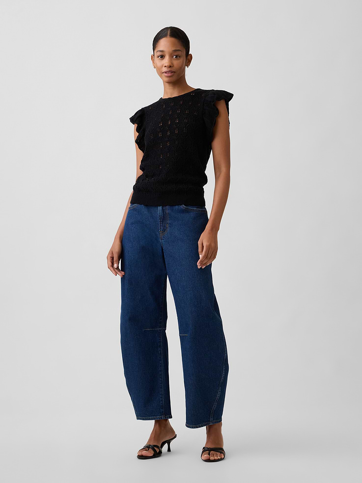 Image 3 of 5, Crochet Flutter Sleeve Top