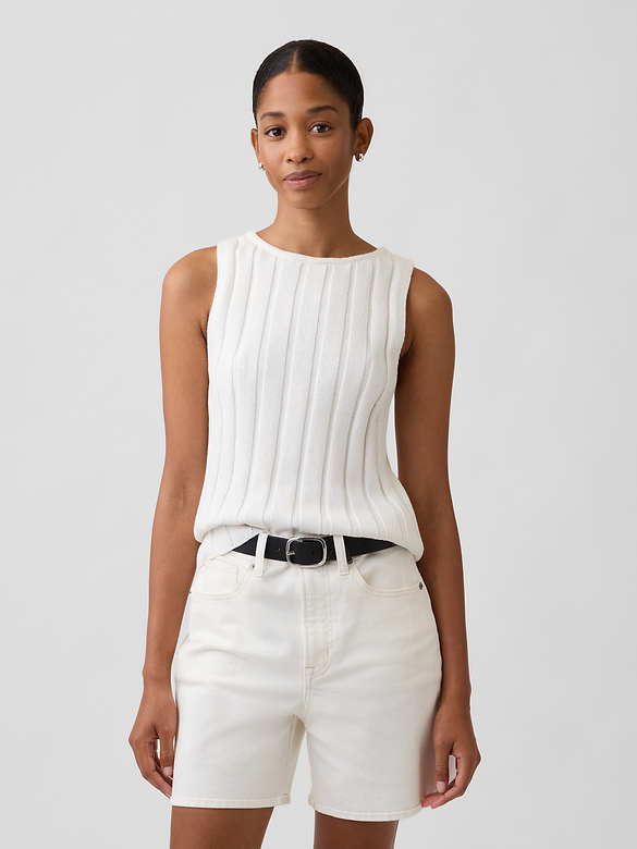 Relaxed Ribbed Boatneck Tank Top