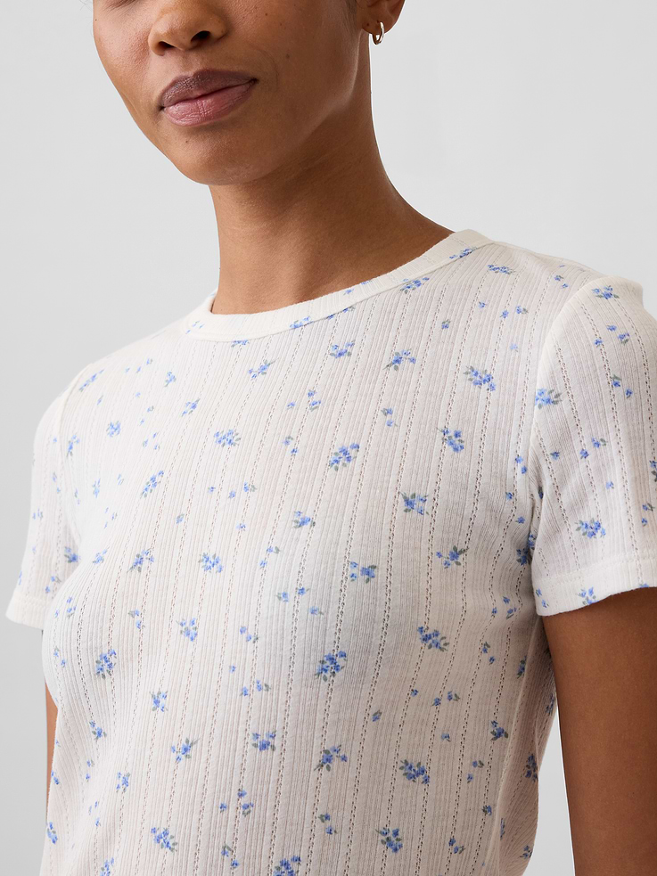 Image number 4 showing, Essential Ribbed Pointelle T-Shirt
