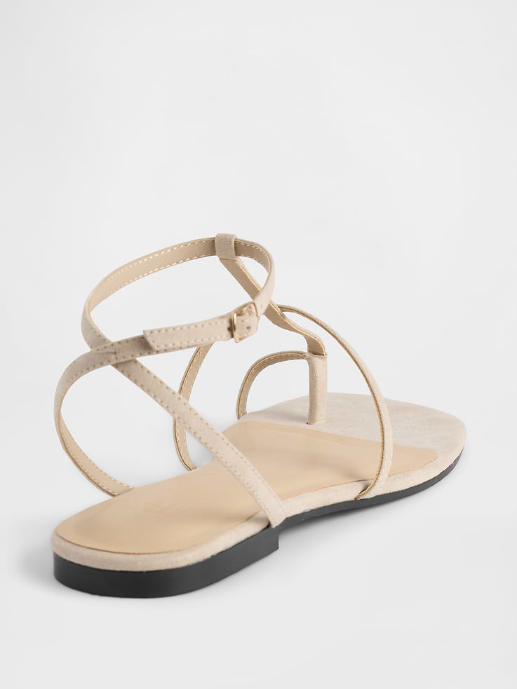 Image number 3 showing, Vegan Suede T-Strap Sandals