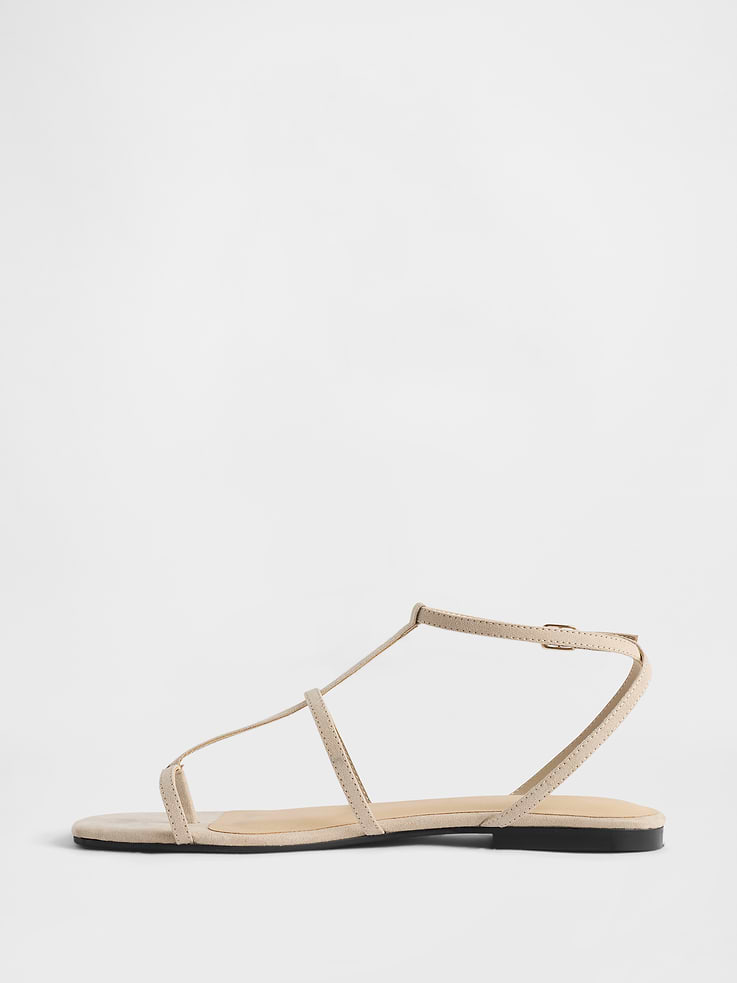 Image number 4 showing, Vegan Suede T-Strap Sandals