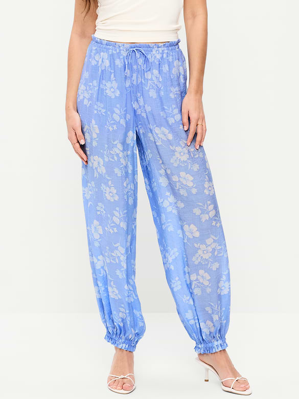 High-Waisted Sheer Chiffon Harem Pants