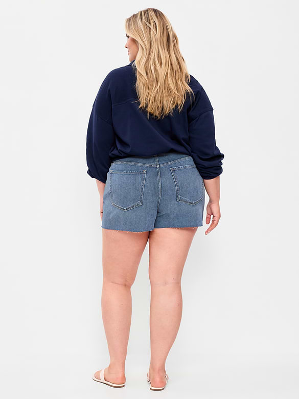 Short OG à taille haute en denim à ourlet coupé, entrejambe de 10 cm