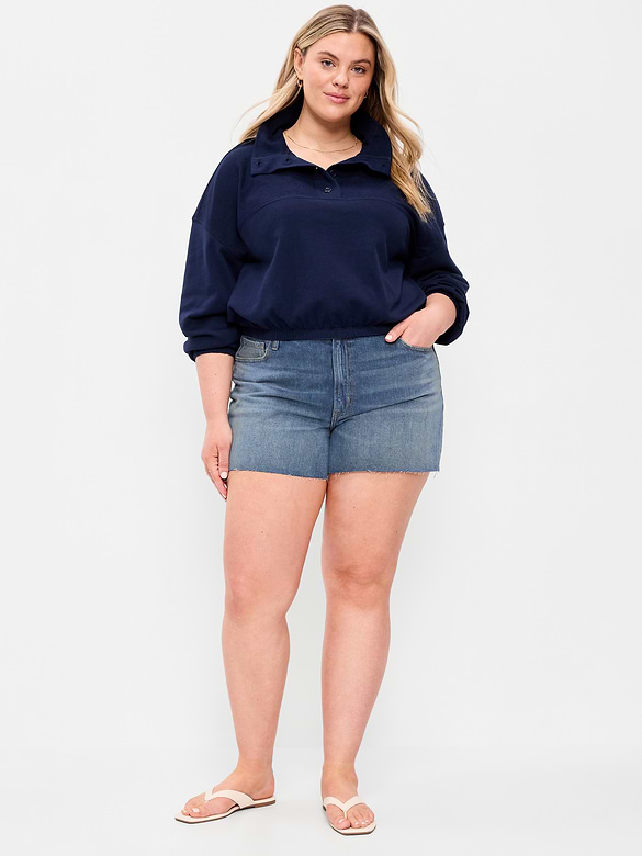Short OG à taille haute en denim à ourlet coupé, entrejambe de 10 cm