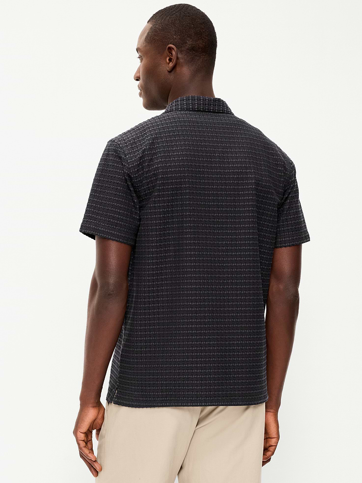 Image number 2 showing, Short-Sleeve Textured Jacquard Camp Shirt
