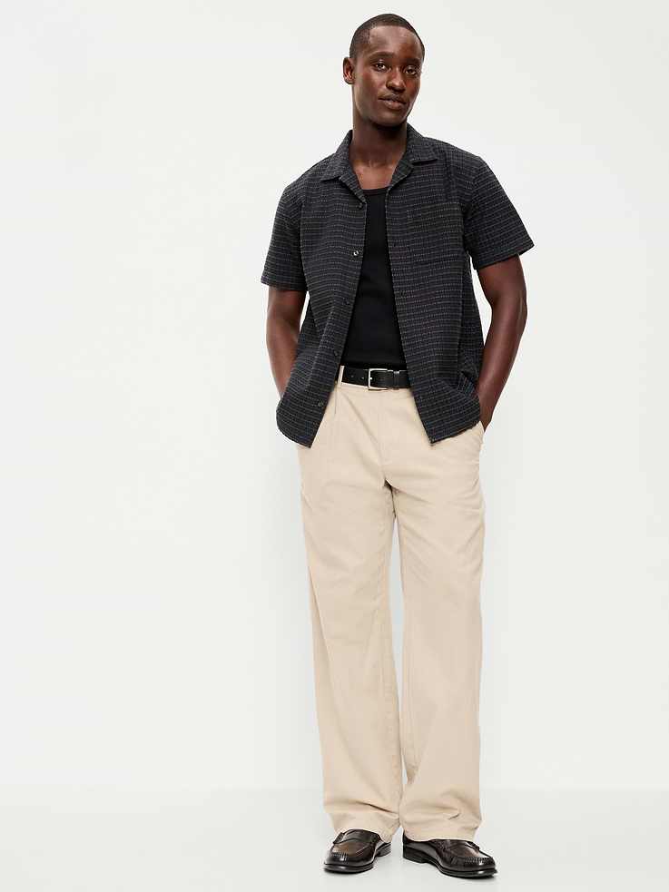 Image number 3 showing, Short-Sleeve Textured Jacquard Camp Shirt