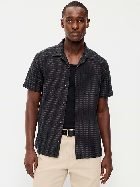 Short Short-Sleeve Textured Jacquard Camp Shirt on clearance at Old Navy — 59% off