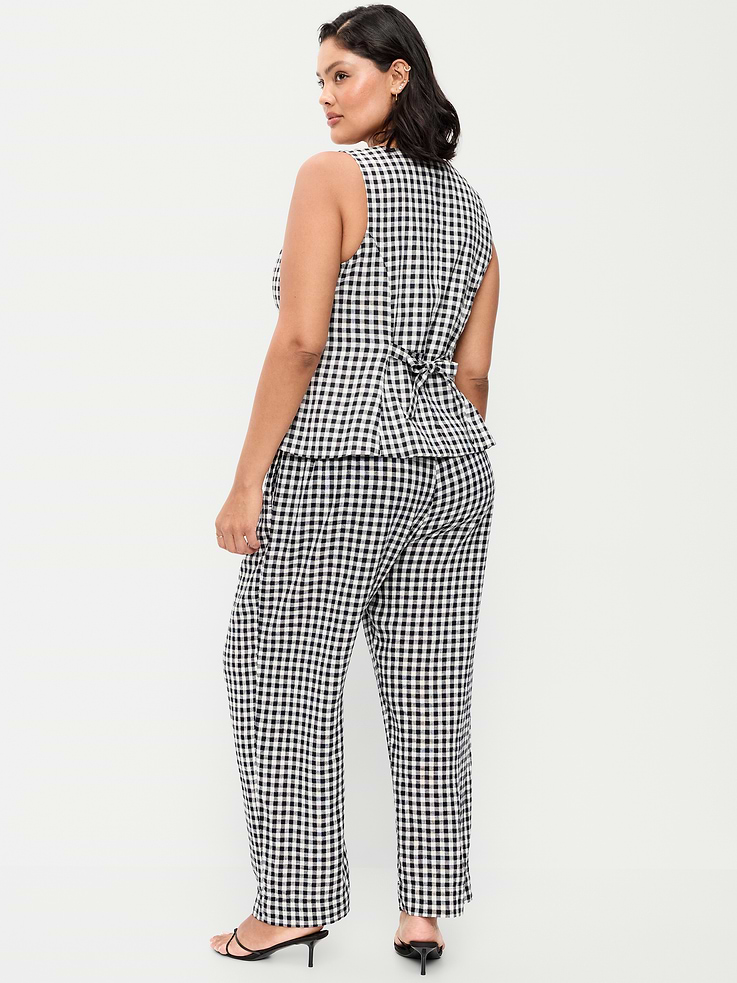Image number 10 showing, High-Waisted Linen-Blend Straight-Leg Pants