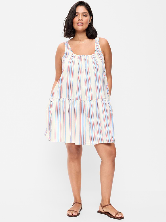 Sleeveless Scoop-Neck Mini Swing Dress