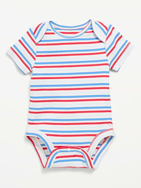 Short-Sleeve Ribbed Striped Bodysuit for Baby