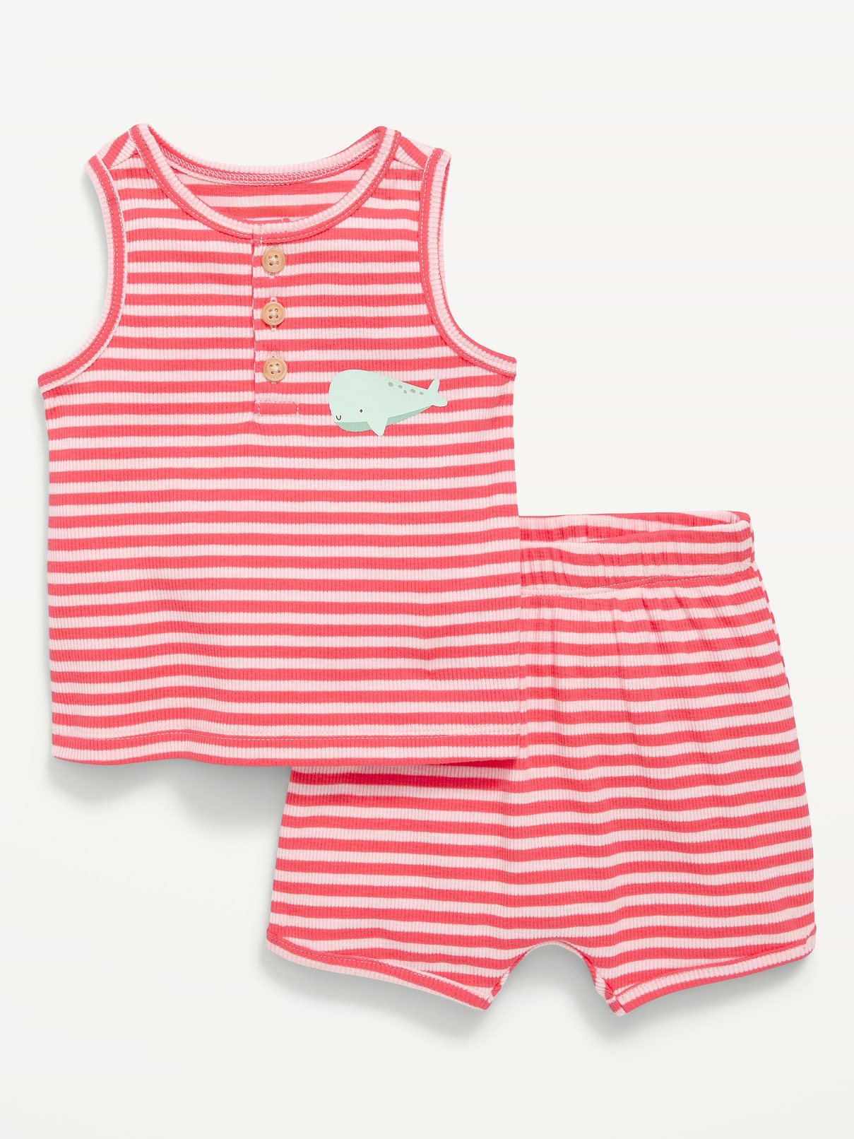 L'image numéro 1 présente Ensemble camisole à encolure henley et short pour bébé