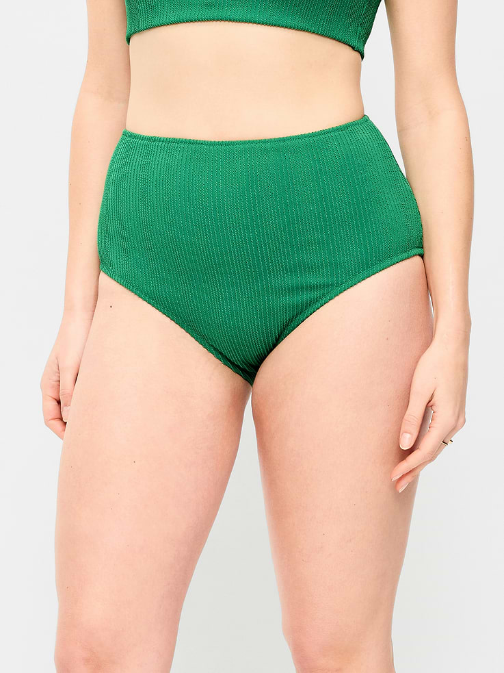 L'image numéro 5 présente Culotte de bikini côtelée à taille haute
