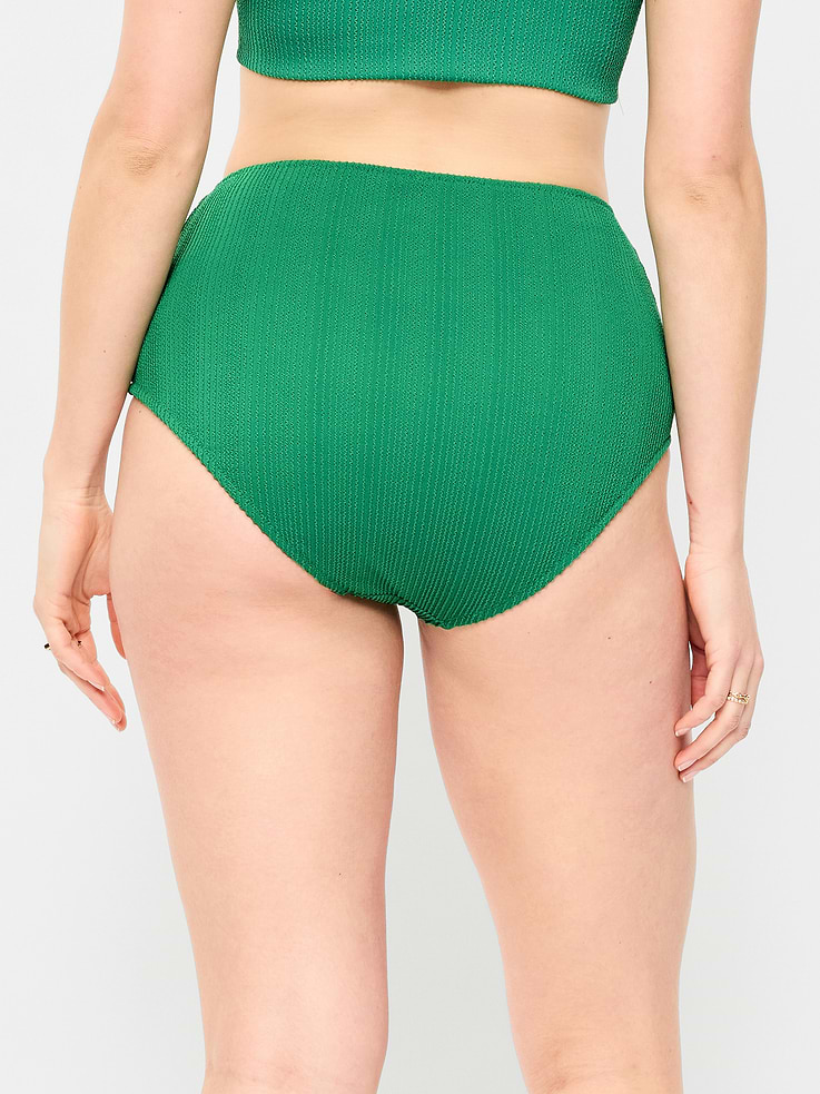 L'image numéro 6 présente Culotte de bikini côtelée à taille haute