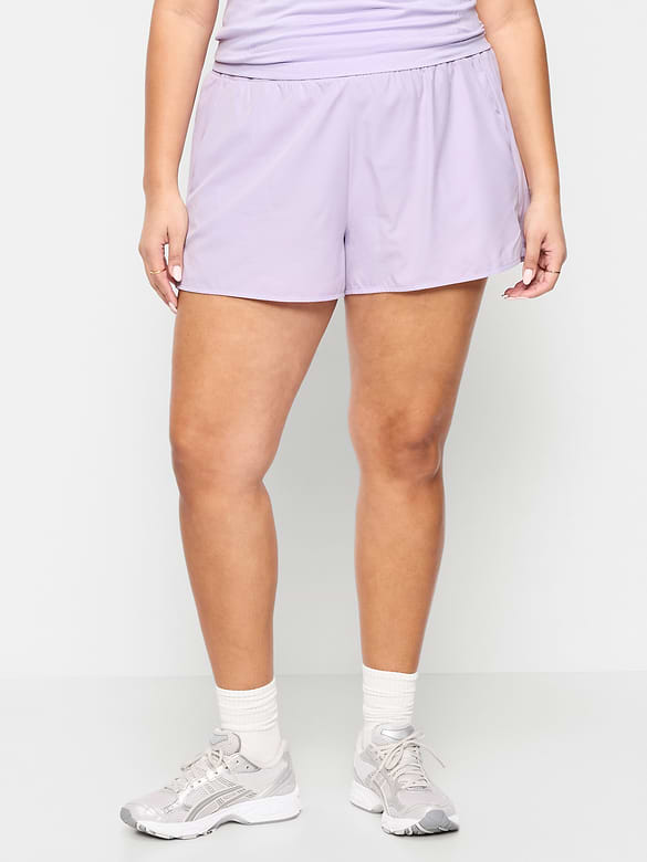 Short de course froissé à taille très haute, entrejambe de 7,5 cm