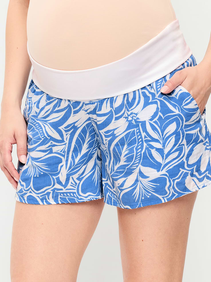 Image number 5 showing, Maternity Foldover-Waist Relaxed Pull-On Crinkle Gauze Shorts