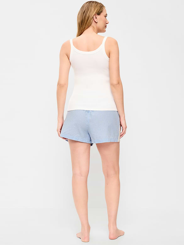 Maternity Poplin Boxer Pajama Shorts