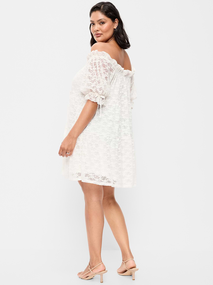 Image number 8 showing, Off-The-Shoulder Lace Mini Dress