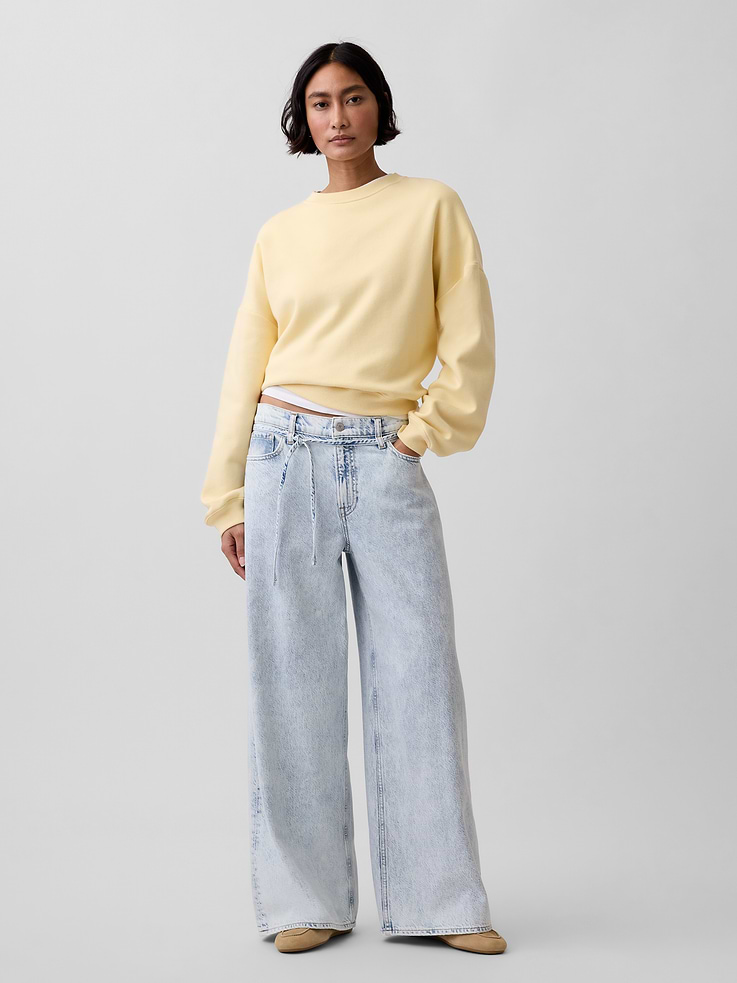 Image number 1 showing, Mid Rise UltraSoft Baggy Micro Belt Jeans