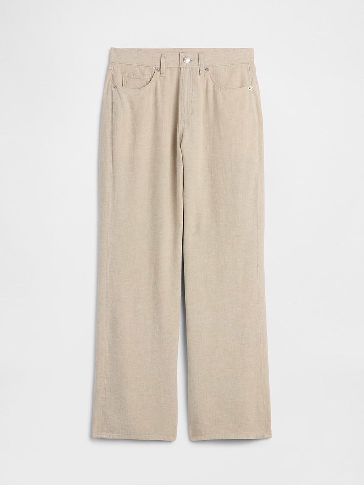 Image number 7 showing, High Rise Linen-Blend Wide-Leg Pants