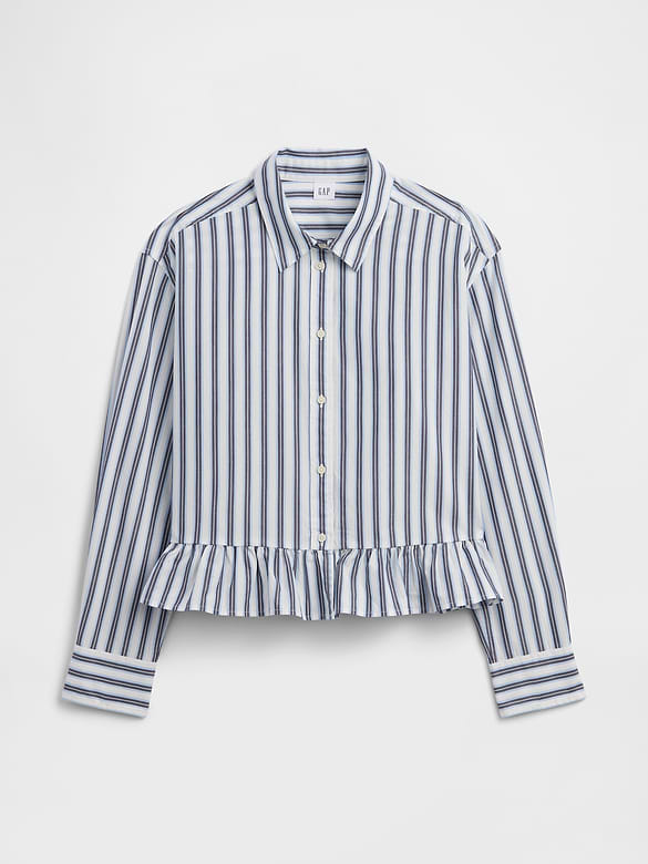 Relaxed Cropped Ruffle Shirt