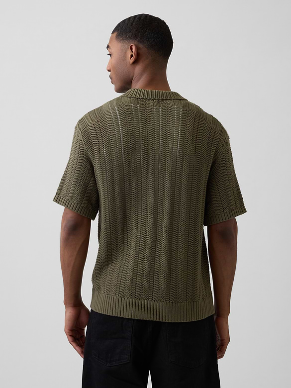 Herringbone Crochet Sweater Shirt